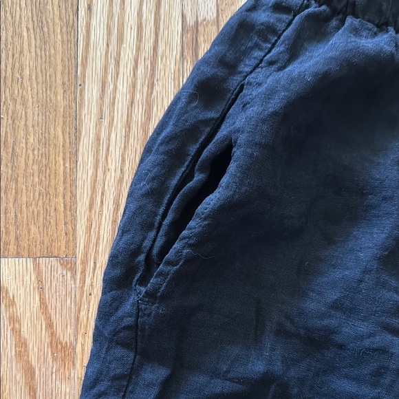 CP Shades L Black Linen Pants pull on with pockets elastic waist great condition - Picture 3 of 6